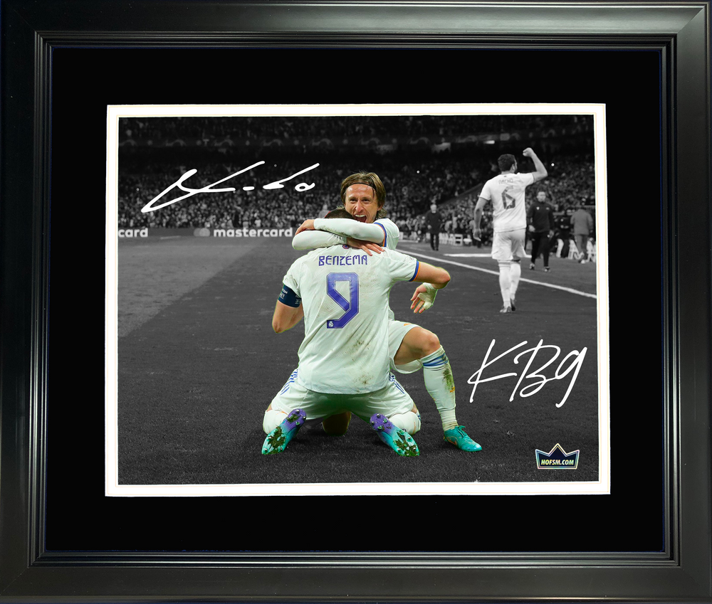 Framed Luka Modric Karim Benzema Real Madrid Dual Facsimile Laser Engraved Signature Auto 11"x14" Soccer Photo HOFSM Holo (ONLINE ORDER ONLY)