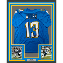 Framed Facsimile Autographed Keenan Allen 35x39 Los Angeles LA Powder Blue Reprint Laser Auto Football Jersey (ONLINE ORDER ONLY)