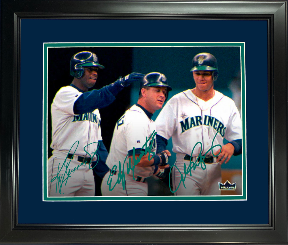 Framed Ken Griffey Jr, Edgar Martinez & Alex Rodriguez Seattle Mariners Facsimile Laser Engraved Signature Auto 11"x14" Baseball Photo HOFSM Holo (ONLINE ORDER ONLY)