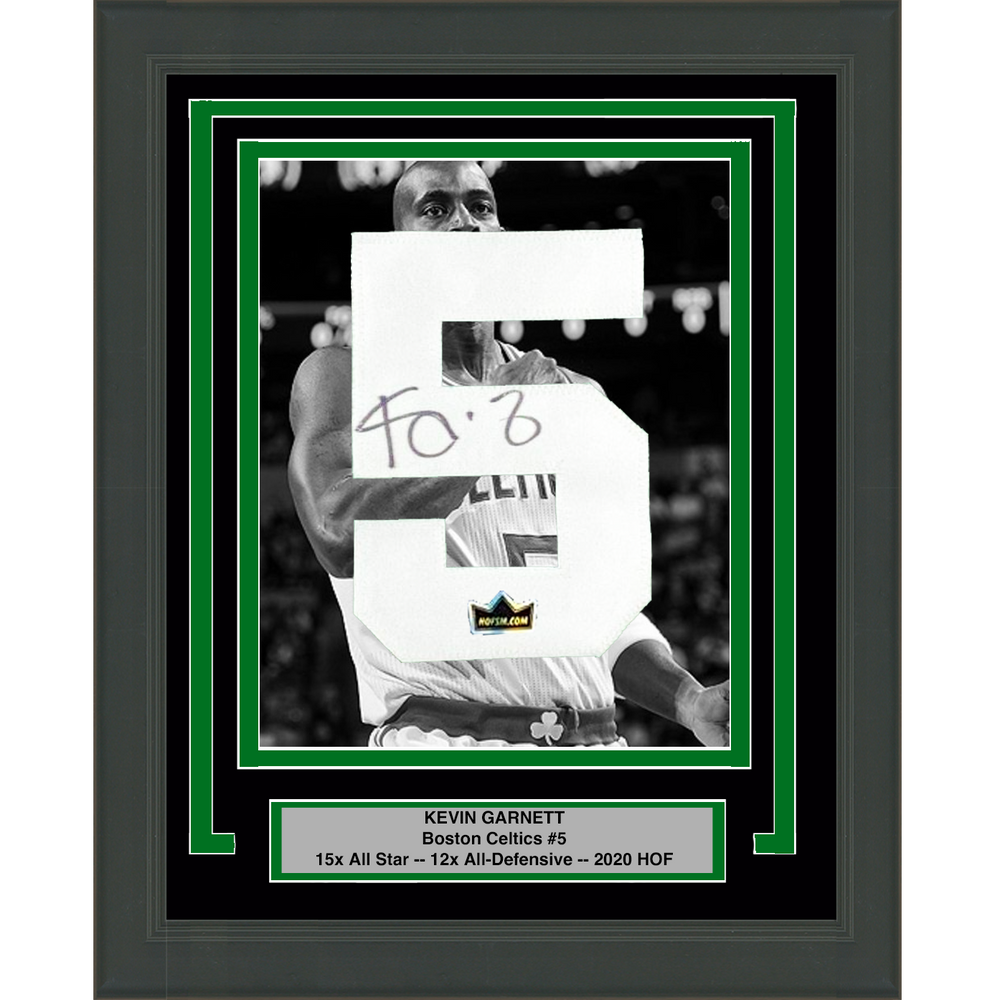 Framed Kevin Garnett Facsimile Autographed Jersey Number 20x24 Boston Celtics Reprint Laser Auto Basketball Photo (ONLINE ORDER ONLY)