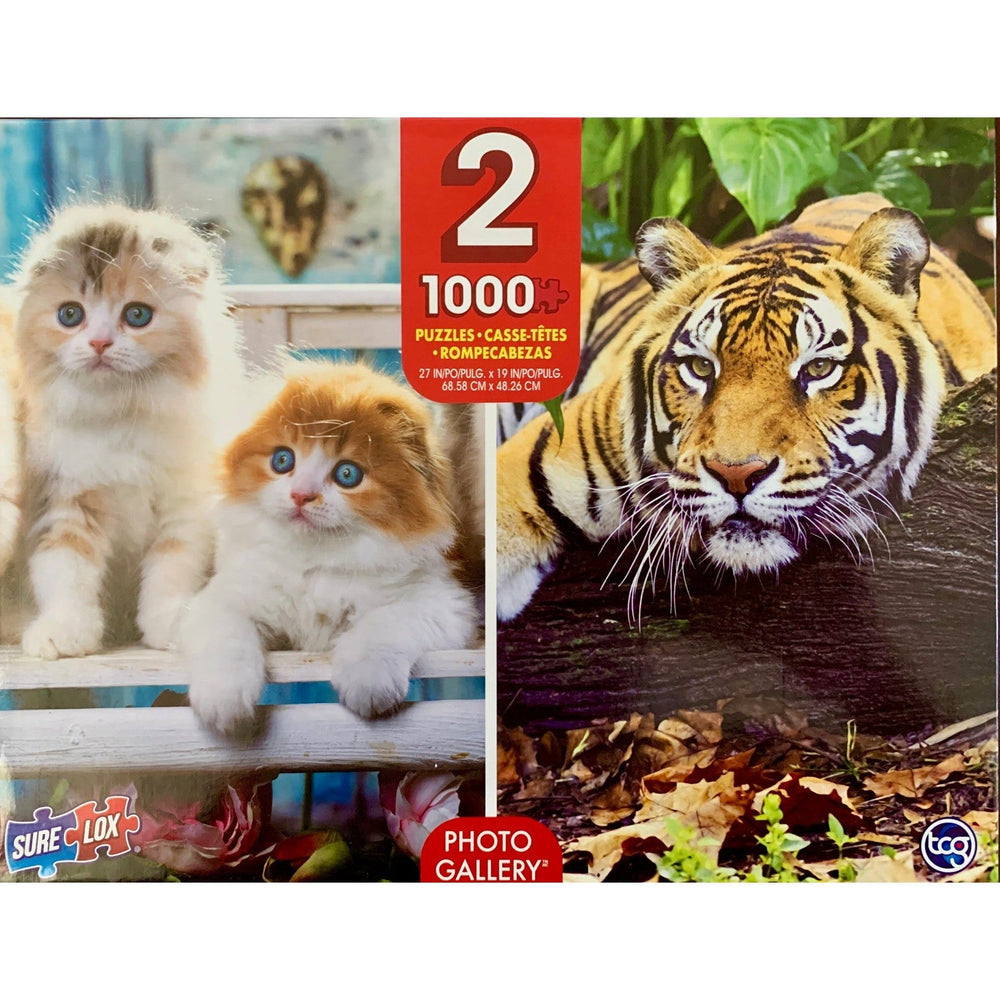 Kittens & Tiger 2 Pack 1000 Piece Jigsaw Puzzles Sure Lox (ONLINE ORDER ONLY)