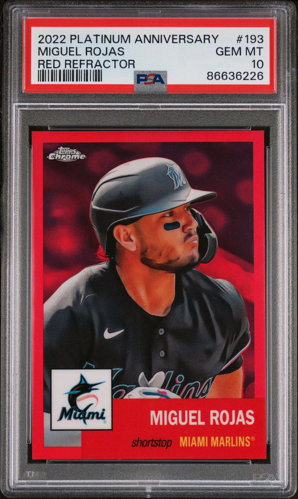 2022 TOPPS CHROME PLATINUM MIGUEL ROJAS RED REFRACTOR #193 - PSA 10 (Online Order Only)