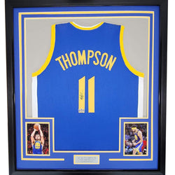 Framed Facsimile Autographed Klay Thompson 35x39 Golden State Blue Reprint Laser Auto Basketball Jersey (ONLINE ORDER ONLY)