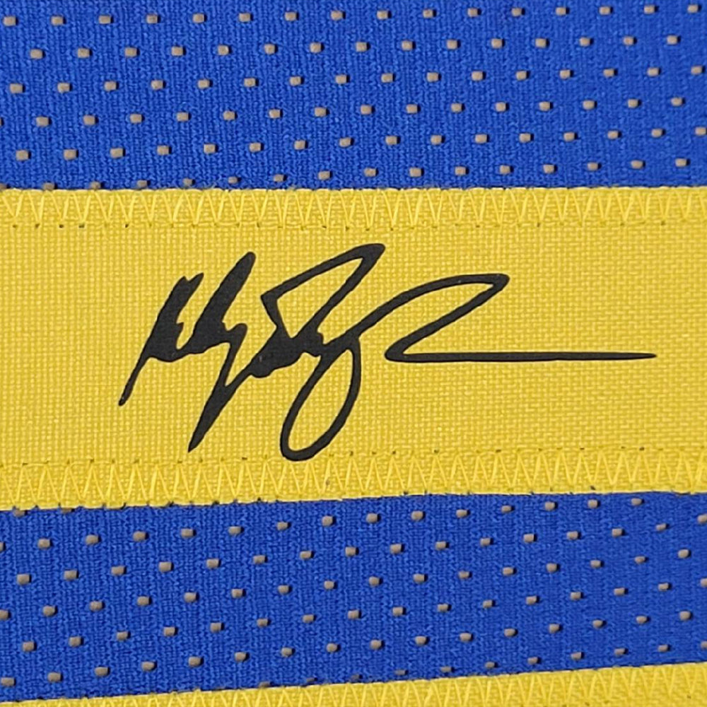 Framed Facsimile Autographed Klay Thompson 35x39 Golden State Blue Reprint Laser Auto Basketball Jersey (ONLINE ORDER ONLY)