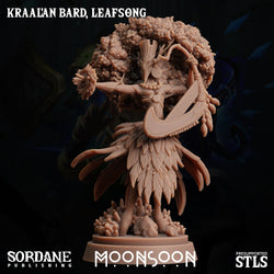 3D Printed Sordane Publishing Kraal'an Bard Leafsong Moonsoon 28 32mm D&D (Online Only)
