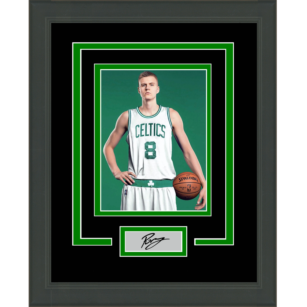 Framed Kristaps Porzingis Facsimile Laser Engraved Signature Auto Boston Celtics 11x14 Basketball Photo (ONLINE ORDER ONLY)