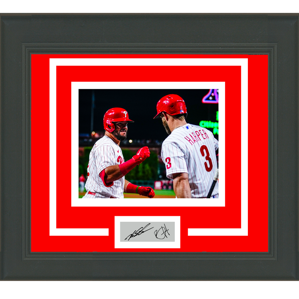 Framed Bryce Harper Kyle Schwarber Dual Facsimile Laser Engraved Signature Auto Philadelphia Phillies 11x14 Baseball Photo #2 (ONLINE ORDER ONLY)