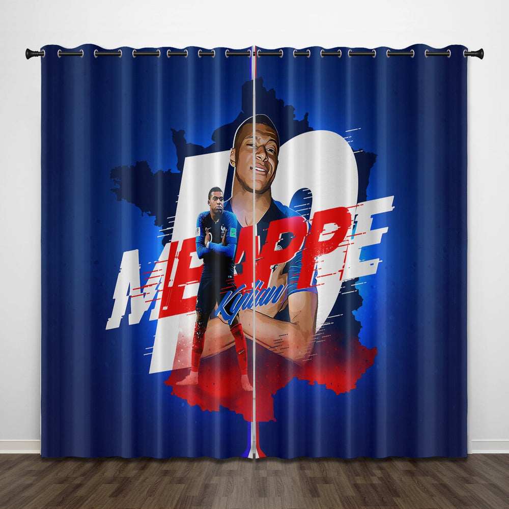 Kylian Mbappé Curtains Pattern Blackout Window Drapes (Online Order Only)