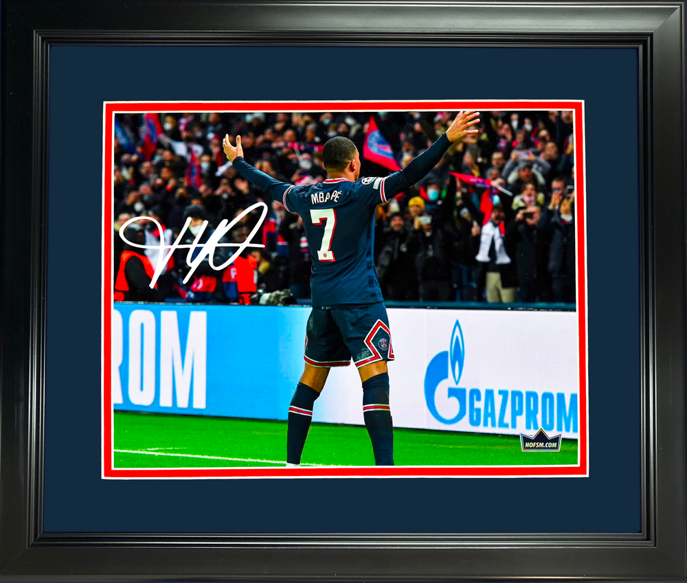 Framed Kylian Mbappe PSG Facsimile Laser Engraved Signature Auto 11"x14" Soccer Photo HOFSM Holo (ONLINE ORDER ONLY)