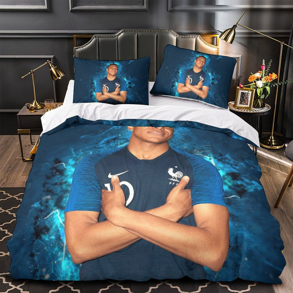 Kylian Mbappé Pattern Bedding Set Quilt Cover Without Filler (Online Order Only)