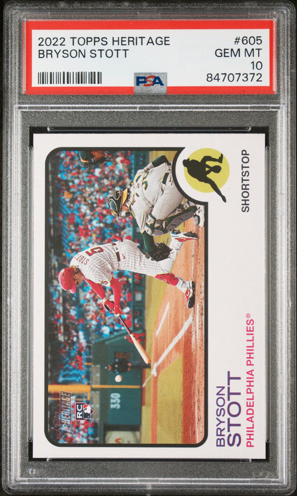2022 TOPPS HERITAGE BRYSON STOTT  #605 - PSA 10 ROOKIE CARD (Online Order Only)