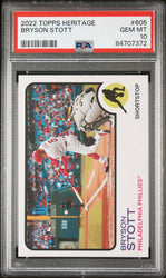 2022 TOPPS HERITAGE BRYSON STOTT  #605 - PSA 10 ROOKIE CARD (Online Order Only)