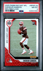 Graded 2025 Panini Instant Shedeur Sanders #RPSFL30 RPS First Look Rookie RC Football Card PSA 8 Near Mint (ONLINE ORDER ONLY)