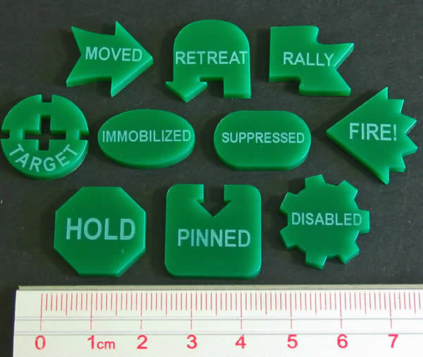 LAOTS378GRN Green Command Token Set II Set of 10 Litko Game (ONLINE ORDER ONLY)