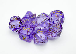 Translucent Polyhedral Lavender/gold 7-Die Set (with bonus die) (Online Only)
