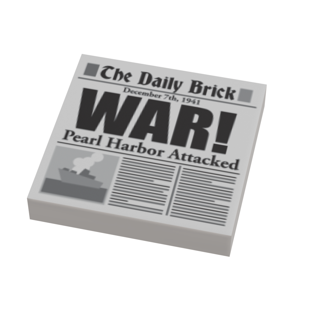 Pearl Harbor Attack WW2 Newspaper (2x2 Tile) made using LEGO part (Online Order Only)