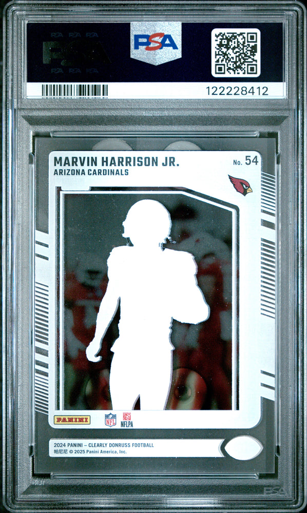 Graded 2024 Panini Clearly Donruss Marvin Harrison Jr #54 Rookie RC Football Card PSA 9 Mint (ONLINE ORDER ONLY)