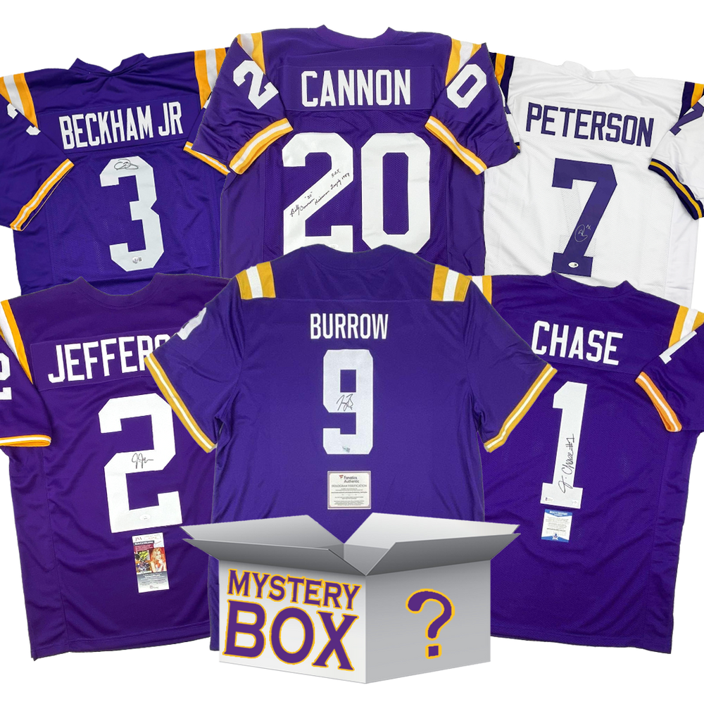 Autographed/Signed LSU Louisiana State University College Football Jersey Mystery Box with PSA JSA or Beckett COA (ONLINE ORDER ONLY)