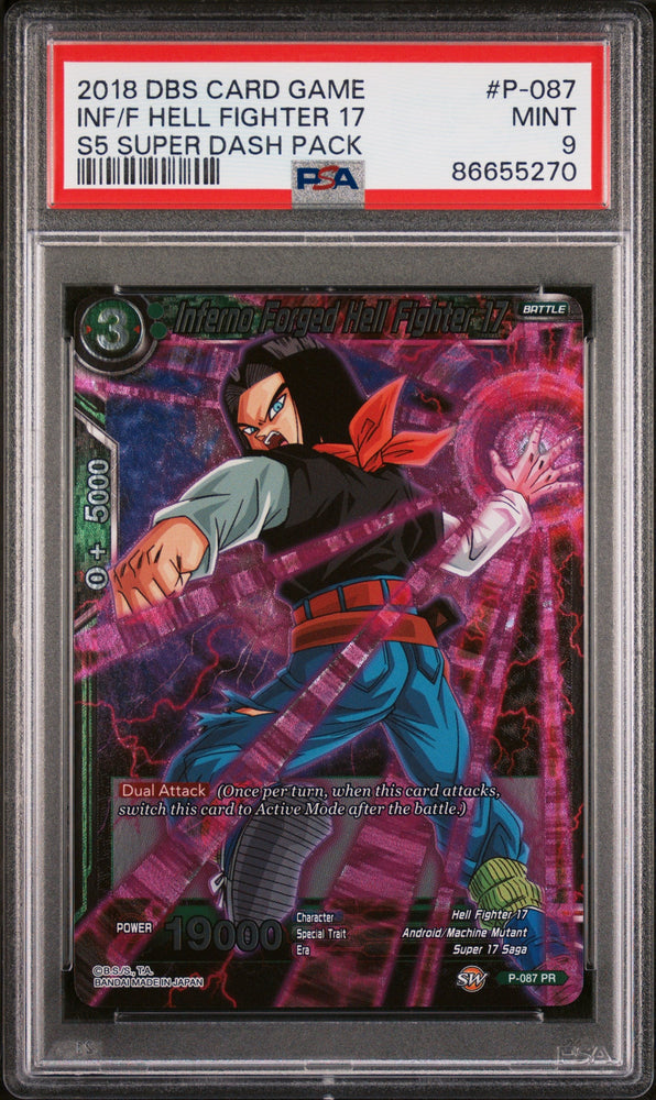 2018 DRAGON BALL SUPER SUPER DASH INF/F HELL FIGHTER 17 #P-087 - PSA 9 (Online Order Only)