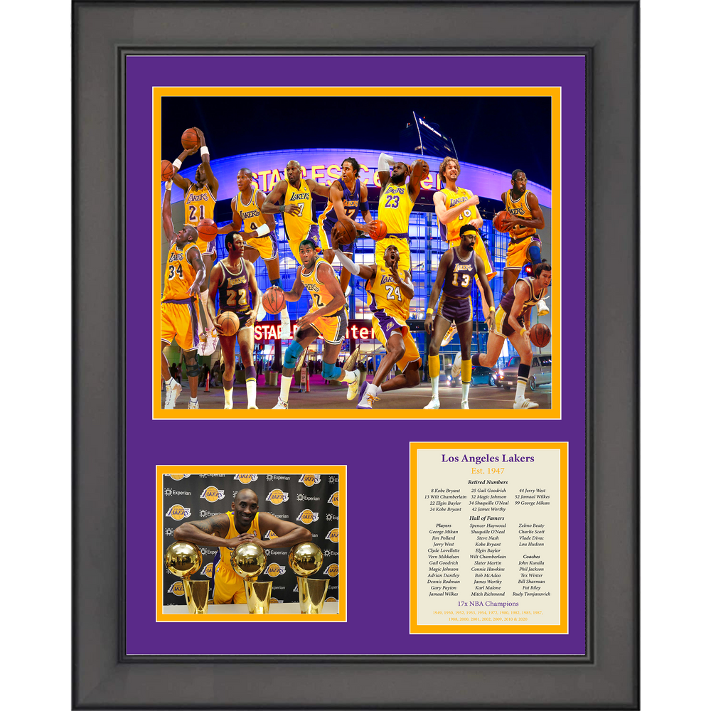 Framed Los Angeles Lakers All-Time Greats Legends 11"x14" Basketball Three Photo Collage (ONLINE ORDER ONLY)