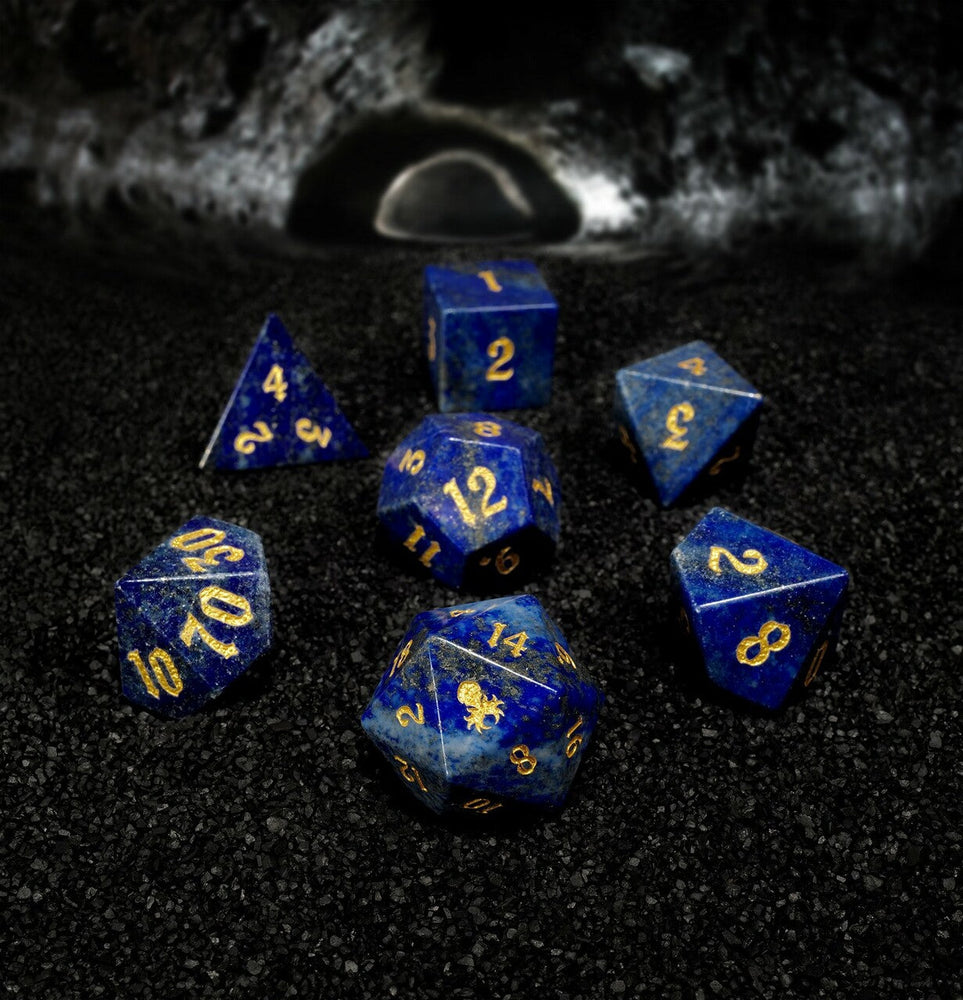 Kraken Dice - Lapis Lazuli Semi-Precious Gemstone 7 pc Dice Set (ONLINE ORDER ONLY)