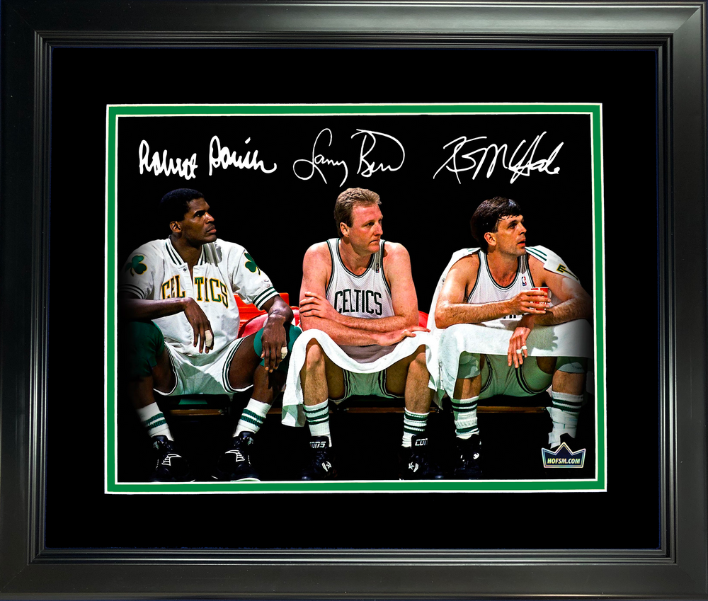 Framed Robert Parish, Larry Bird & Kevin McHale Big 3 Facsimile Laser Engraved Signature Auto 11"x14"Basketball Photo HOFSM Holo (ONLINE ORDER ONLY)