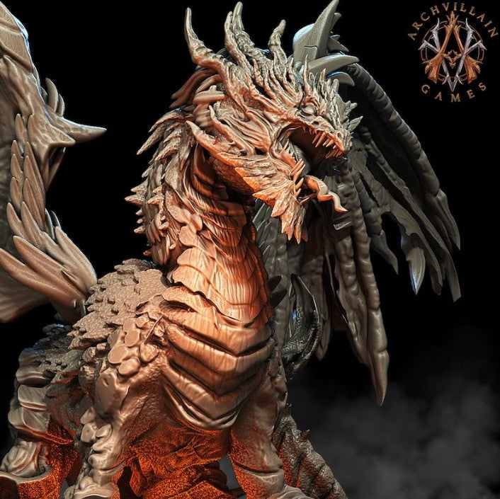 3D Printed Archvillain Games - Lava Dragon 28mm 32mm D&D (Online Only)