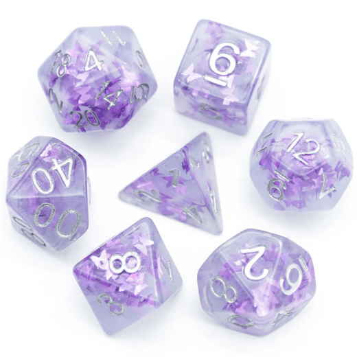 Lavender Butterfly RPG Dice Set (ONLINE ORDER ONLY)