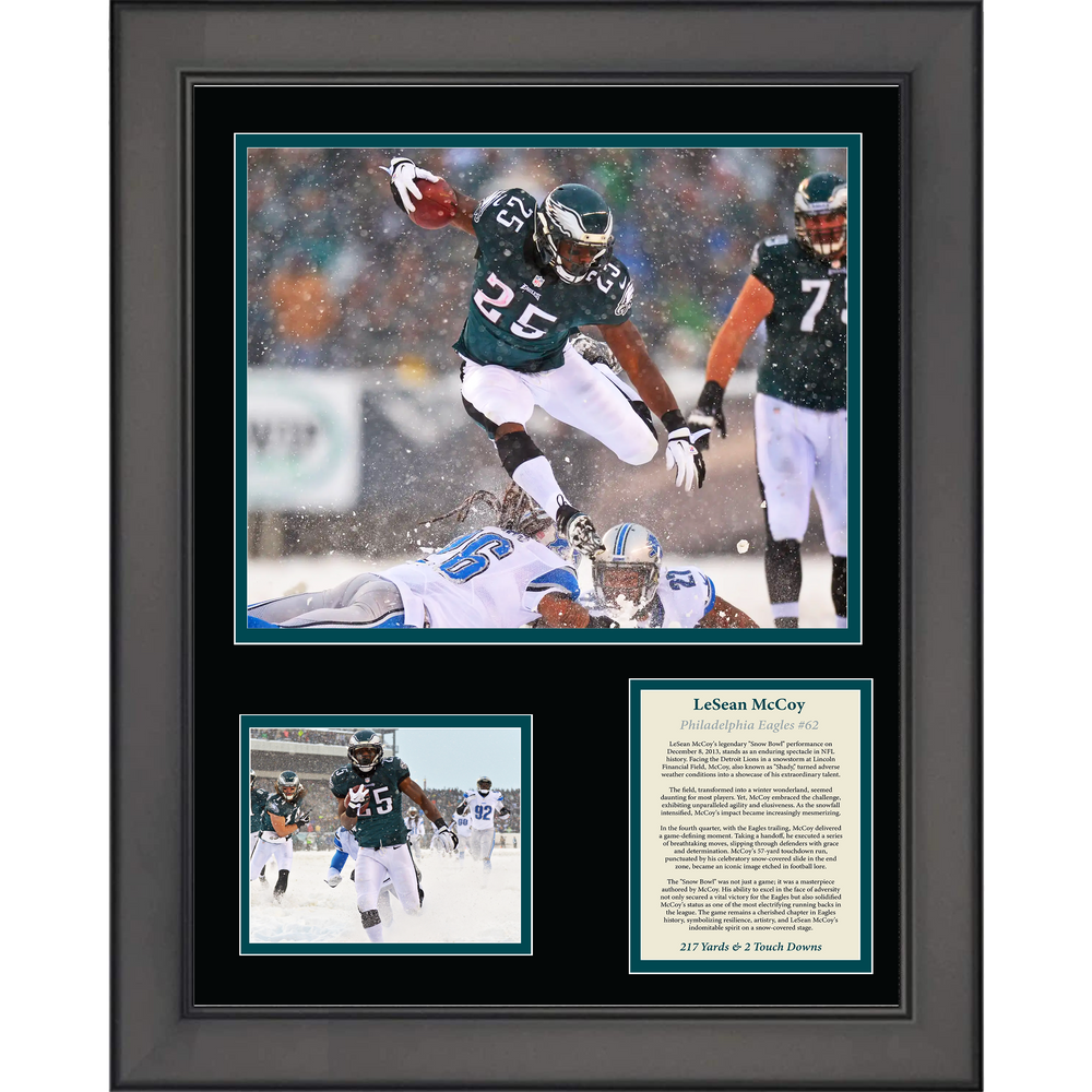 Framed LeSean McCoy 2013 Snow Bowl Philadelphia Eagles Football 11"x14" Three Photo Collage (ONLINE ORDER ONLY)
