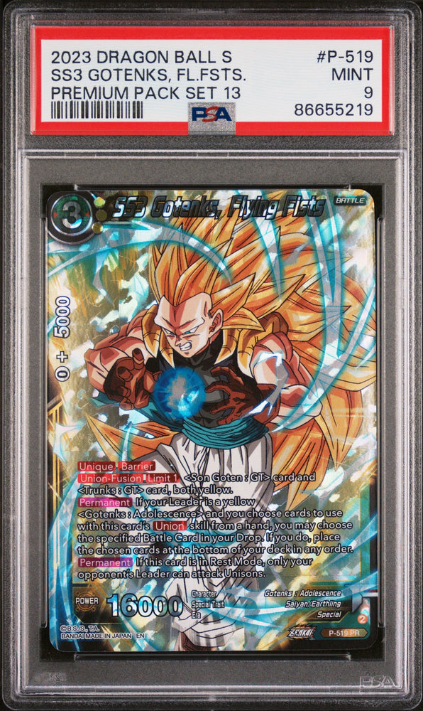 2023 DRAGON BALL SUPER 2 CRITICAL BLOW 13 SS3 GOTENKS, FLYN FST #P-519 - PSA 9 (Online Order Only)