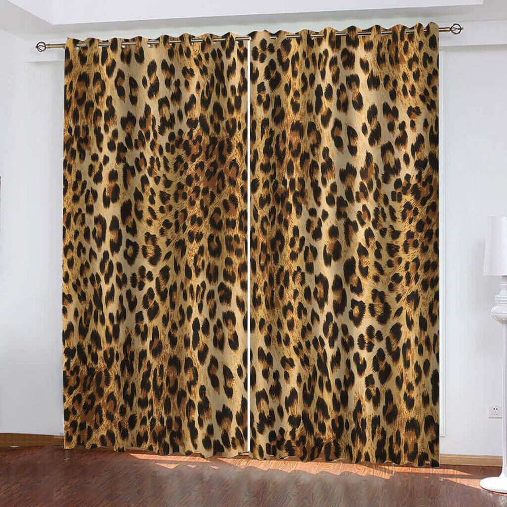 Leopard Print Curtains Cosplay Blackout Window Drapes Room Decoration (Online Order Only)