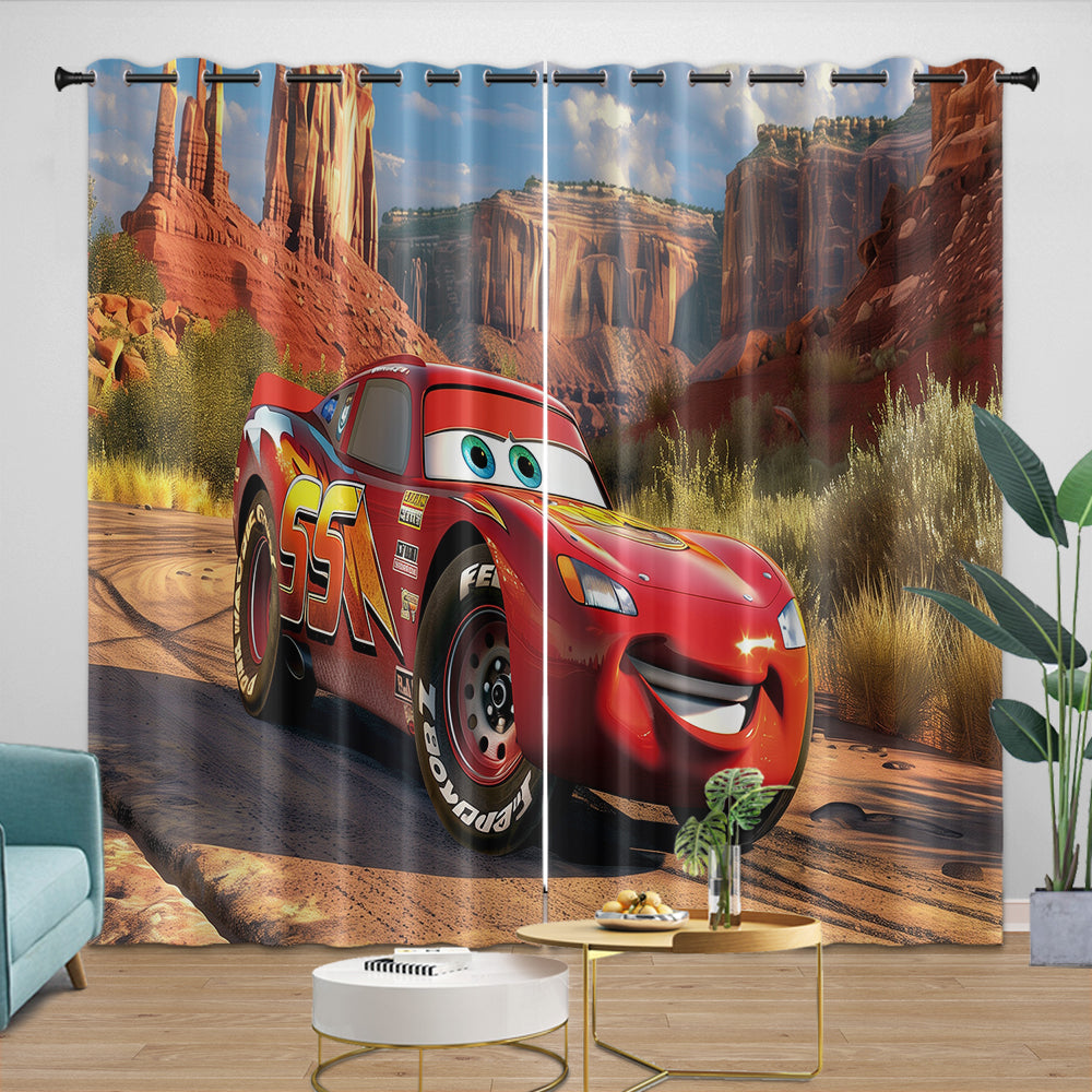 Lightning McQueen Curtains Pattern Blackout Window Drapes (ONLINE ORDER ONLY)