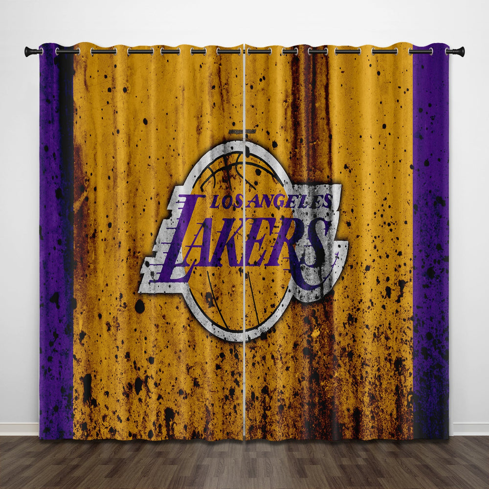 Los Angeles Lakers Curtains Pattern Blackout Window Drapes (Online Order Only)