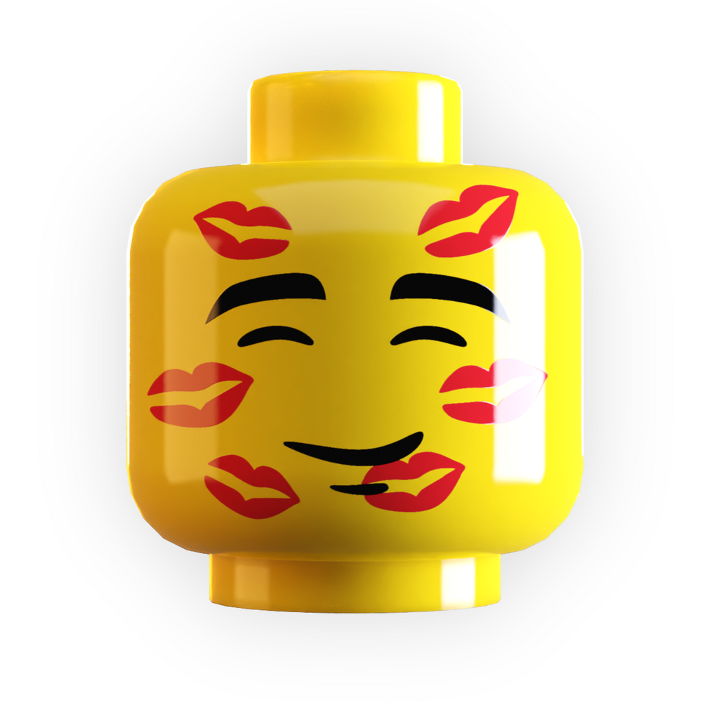 Lipstick Kisses all over Face Minifig Head - B3 Customs (Online Order Only)