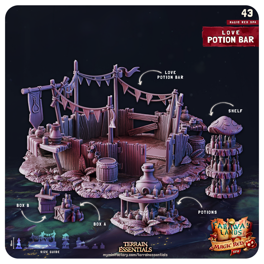 3D Printed Cast n Play Red Magic Spa Set 28mm 32mm D&D (Online Only)