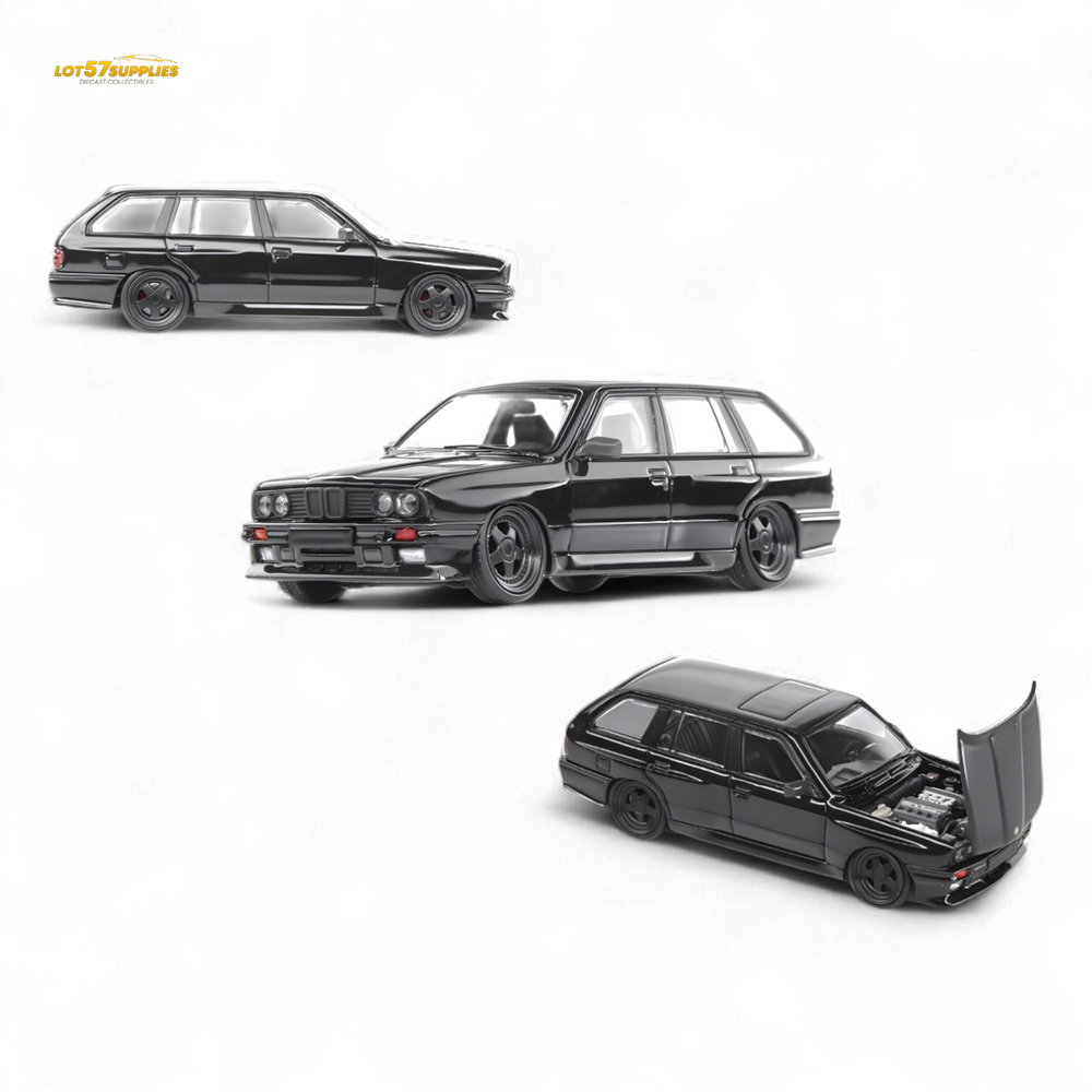 (Pre-Order) Mortal BMW E30 Crock - Openable Hood - Cambered in Full Black 1:64 (ONLINE ORDER ONLY)