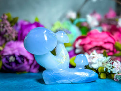 BEAUTIFUL blue chalcedony MUSHROOM sculpture (ONLINE ORDER ONLY)