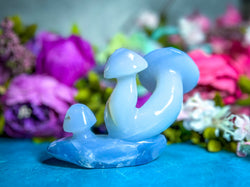 BEAUTIFUL blue chalcedony MUSHROOM sculpture (ONLINE ORDER ONLY)