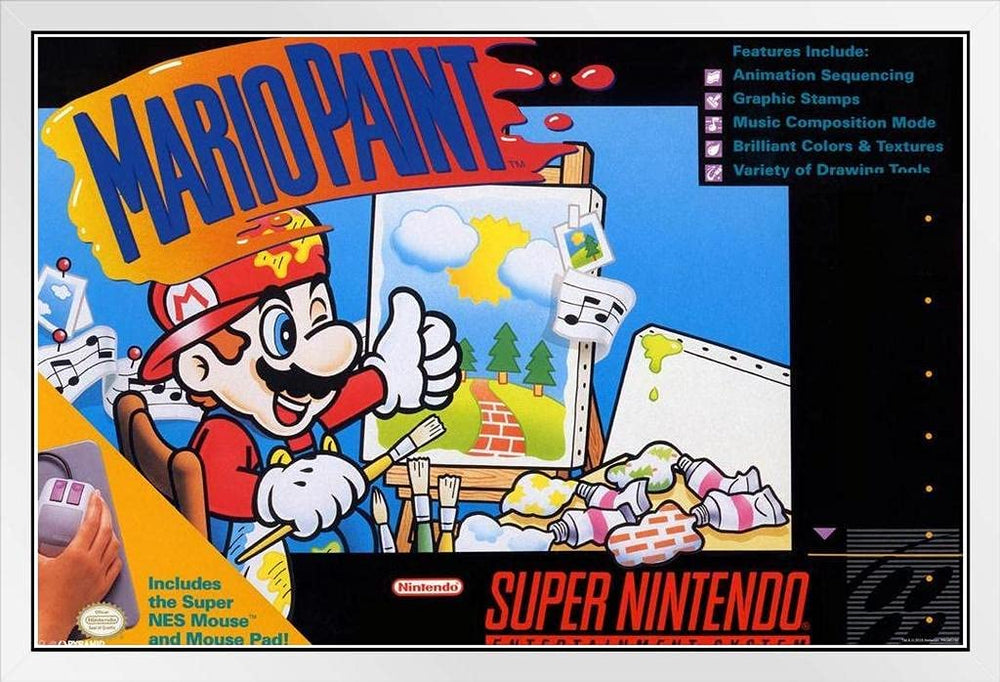Mario Paint w/ Mouse and Mouse Pad Bundle [Game + Strategy Guide]  (Super Nintendo) (Online Only)