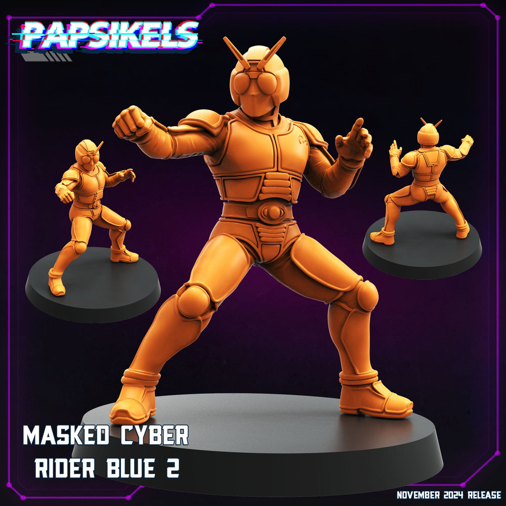 3D Printed Papsikels Masked Cyber Rider Blue Nov 2024 Cyberpunk 28mm 32mm (Online Only)