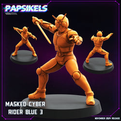 3D Printed Papsikels Masked Cyber Rider Blue Nov 2024 Cyberpunk 28mm 32mm (Online Only)