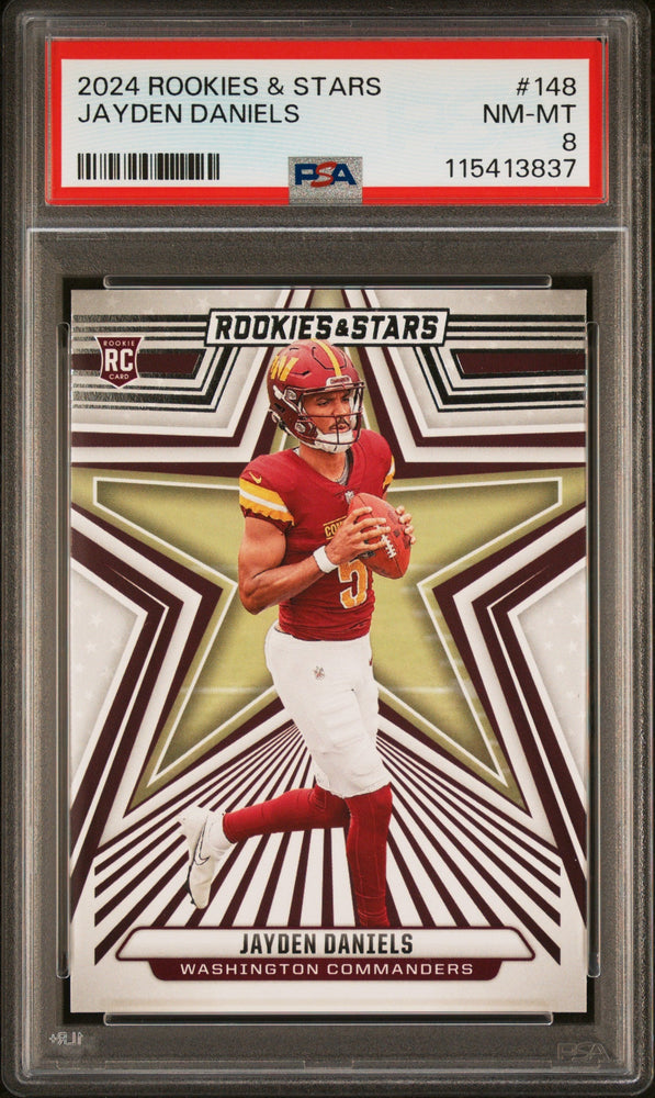 Graded 2024 Panini Rookies & Stars Jayden Daniels #148 Rookie RC Football Card PSA 8 Near Mint (ONLINE ORDER ONLY)