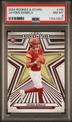 Graded 2024 Panini Rookies & Stars Jayden Daniels #148 Rookie RC Football Card PSA 8 Near Mint (ONLINE ORDER ONLY)