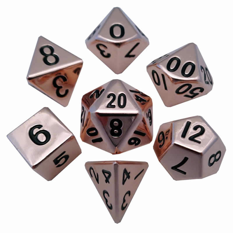 MET003 Copper Color Solid Metal Dice 16mm (5/8in) 7-Dice Set (ONLINE ORDER ONLY)