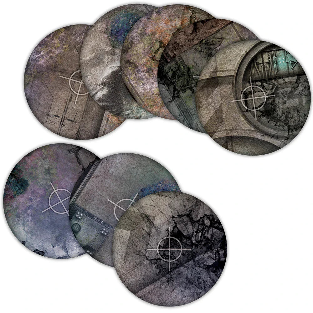 Terrain Crate: Objective Templates - 40mm + 6″ diameter - Grimdark (ONLINE ORDER ONLY)