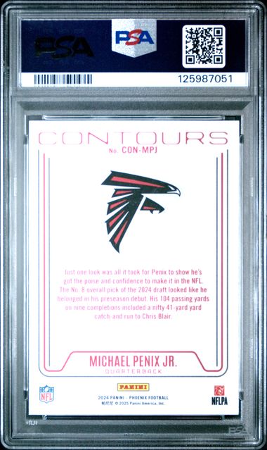 Graded 2024 Panini Phoenix Michael Penix Jr #CONMPJ Contours Rookie RC Football Card PSA 10 Gem Mint (ONLINE ORDER ONLY)