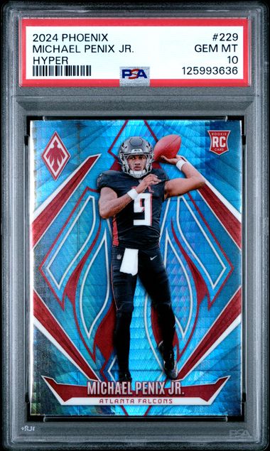 Graded 2024 Panini Phoenix Michael Penix Jr #229 Hyper Rookie RC Football Card PSA 10 Gem Mint (ONLINE ORDER ONLY)