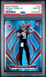 Graded 2024 Panini Phoenix Michael Penix Jr #229 Hyper Rookie RC Football Card PSA 10 Gem Mint (ONLINE ORDER ONLY)