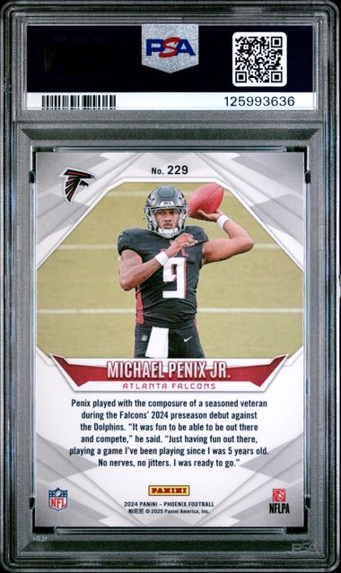 Graded 2024 Panini Phoenix Michael Penix Jr #229 Hyper Rookie RC Football Card PSA 10 Gem Mint (ONLINE ORDER ONLY)