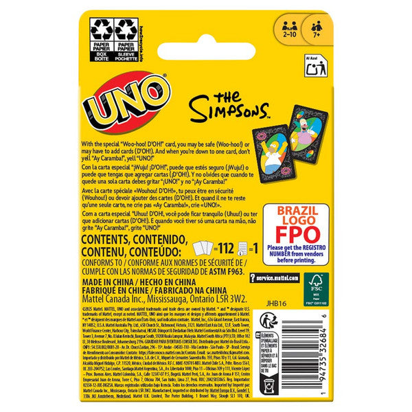 UNO: The Simpsons (ONLINE ORDER ONLY)